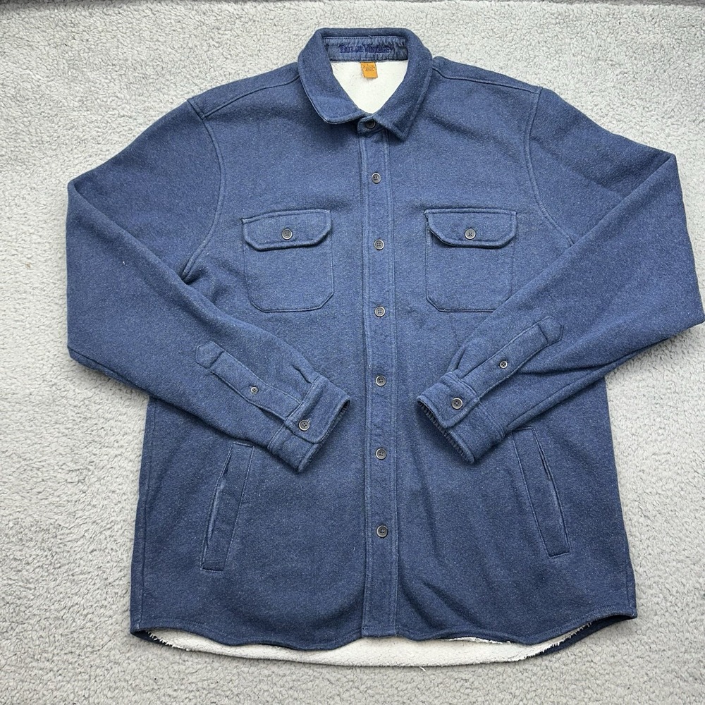 Tailor Vintage Men's Large SCE045 Navy Sherpa Fleece Lined Shirt Cotton Shacket
